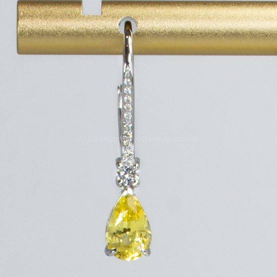 Natural Unheated Yellow Sapphire Dangle Earrings Yellow Sapphire Diamond Earrings - 1982517-1