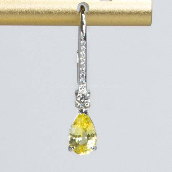 Natural Unheated Yellow Sapphire Dangle Earrings Yellow Sapphire Diamond Earrings - 1982517-2