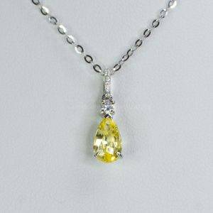 Natural Unheated Yellow Sapphire Pendant Yellow Sapphire Diamond Pendant - 1982518