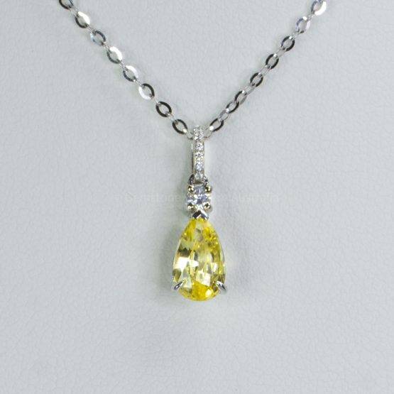 Natural Unheated Yellow Sapphire Pendant Yellow Sapphire Diamond Pendant - 1982518
