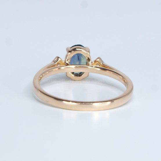 Rose Gold Teal Sapphire Diamonds Ring Unheated Teal Sapphire Ring - 1982524-1