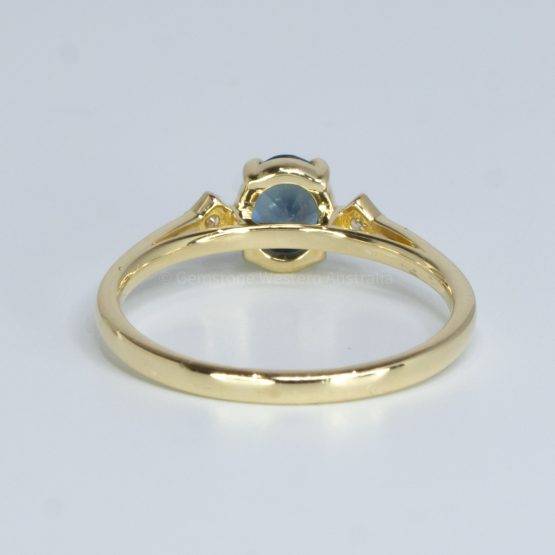Unheated Teal Sapphire and Diamond Ring in Yellow Gold - 1982527-1