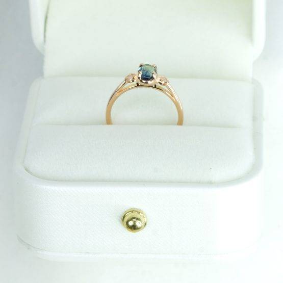 Rose Gold Teal Sapphire Diamonds Ring Unheated Teal Sapphire Ring - 1982524-5