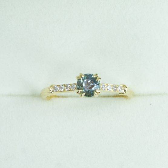 Unheated Teal Sapphire and Diamonds Ring Round Teal Sapphire and Diamond Ring - 1982520-3