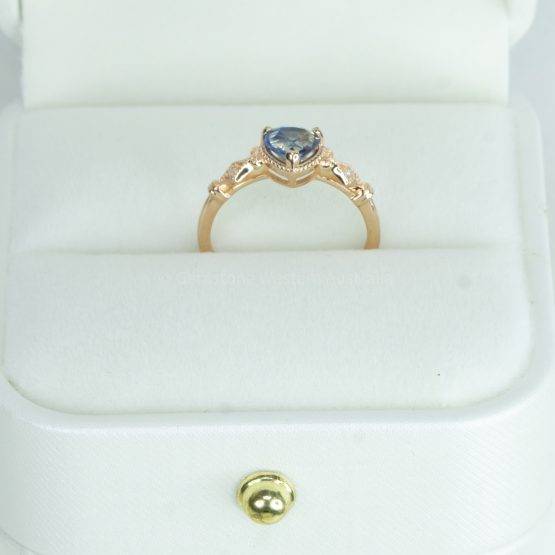 Natural unheated Teal Sapphire Ring Teal Sapphire and Diamond Rose Gold Ring - 1982519-6