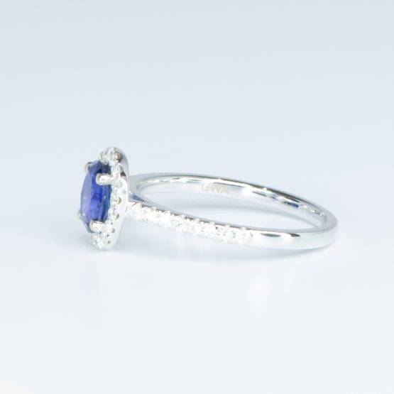 Natural Sapphire Diamond Halo Ring 18K Gold Sapphire Engagement Ring - 1982548-1