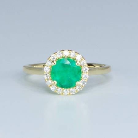 Natural Round Colombian Emerald Ring 1ct Colombian Emerald Halo Ring - 1982549