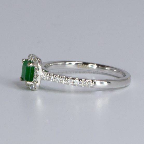 Colombian Emerald Diamond Engagement Ring in 18K White Gold - 1982541-1