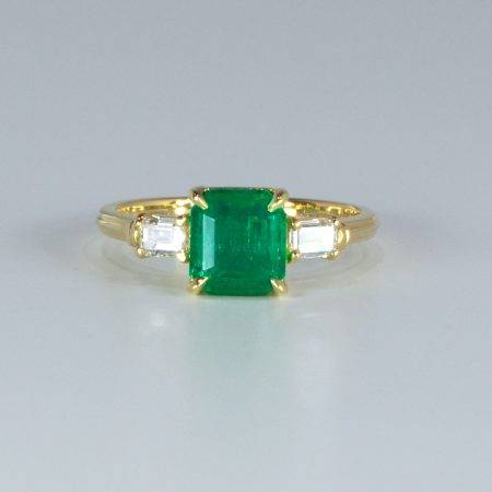 1.73ct Emerald Cut Colombian Emerald Three Stone Ring - 1982550