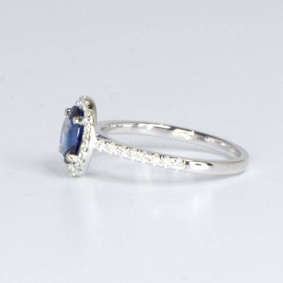 Classic Sapphire Halo Ring in 18K White Gold - 1982540-2