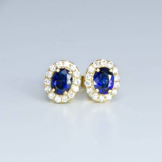 Natural Blue Sapphire Stud Earrings in 18K Gold - 1982547-2