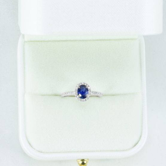 Natural Sapphire Diamond Halo Ring 18K Gold Sapphire Engagement Ring - 1982548-2