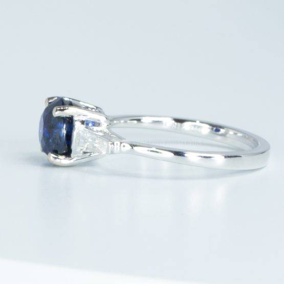 Royal Blue Sapphire Ring, Round Blue Sapphire Diamonds Ring, Three Stone Sapphire Ring - 1982557-1