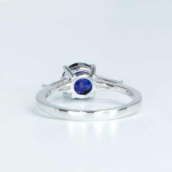 Royal Blue Sapphire Ring, Round Blue Sapphire Diamonds Ring, Three Stone Sapphire Ring - 1982557-2