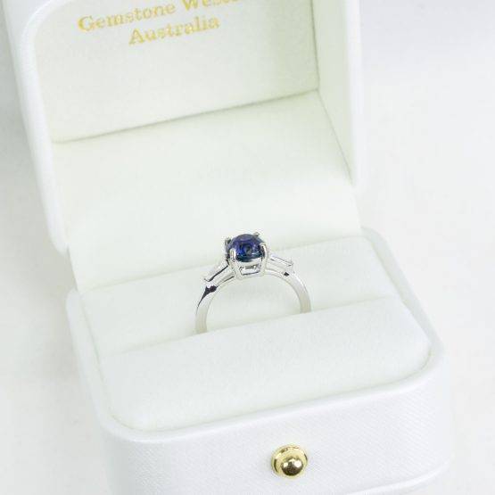 Royal Blue Sapphire Ring, Round Blue Sapphire Diamonds Ring, Three Stone Sapphire Ring - 1982557-4
