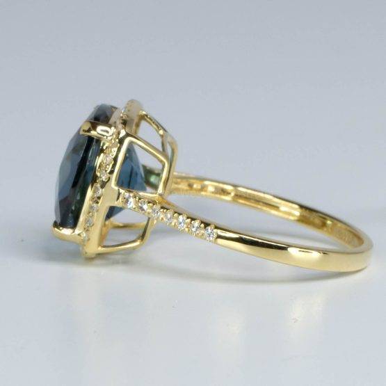 LONDON BLUE TOPAZ AND DIAMONDS RING IN 18K YELLOW GOLD - 1982539