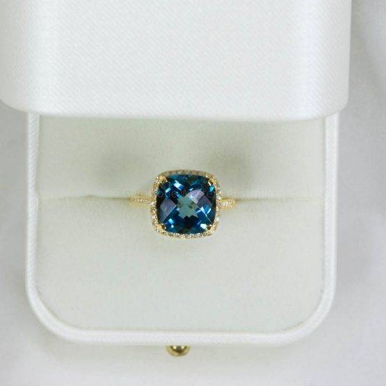 LONDON BLUE TOPAZ AND DIAMONDS RING IN 18K YELLOW GOLD - 1982539-2