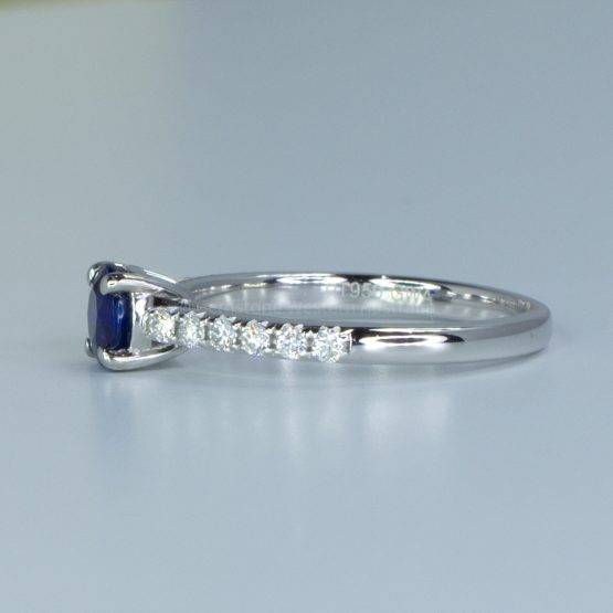 Royal Blue Sapphire Engagement Ring, Round Blue Sapphire Diamonds Ring - 1982560-1