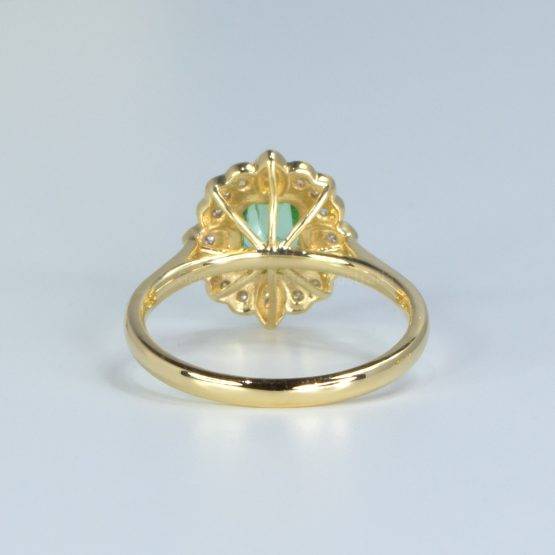 Emerald Cut Colombian Emerald Diamonds Ring, 18K Gold Art Deco inspired Emerald Ring - 1982559-2