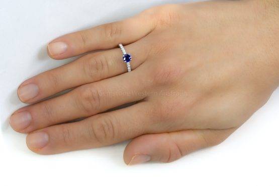 Royal Blue Sapphire Engagement Ring, Round Blue Sapphire Diamonds Ring - 1982560-4