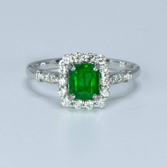 TCW 1.05 Emerald Cut Emerald Ring in Platinum Colombian Emerald - 1982564