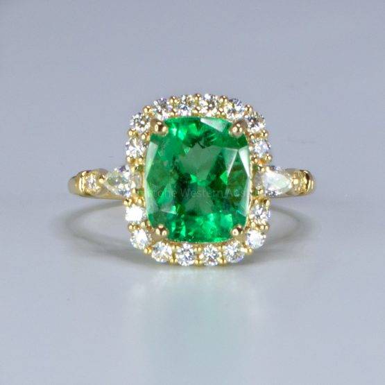 3.55ct Cushion Colombian Emerald Statement Ring - 1982562-3