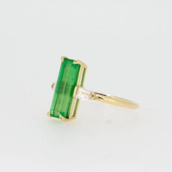 3.12ct Elongated Emerald Cut Emerald Diamonds Ring 18K Gold Dress Ring - 1982574-1