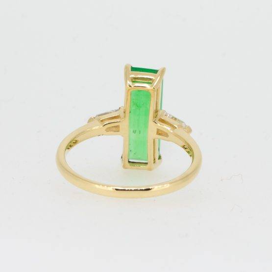 3.12ct Elongated Emerald Cut Emerald Diamonds Ring 18K Gold Dress Ring - 1982574-2