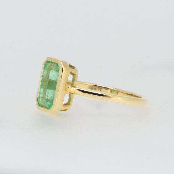 1.95ct Elongated Emerald Cut Emerald Ring / Colombian Emerald and Gold Ring - 1982575-1