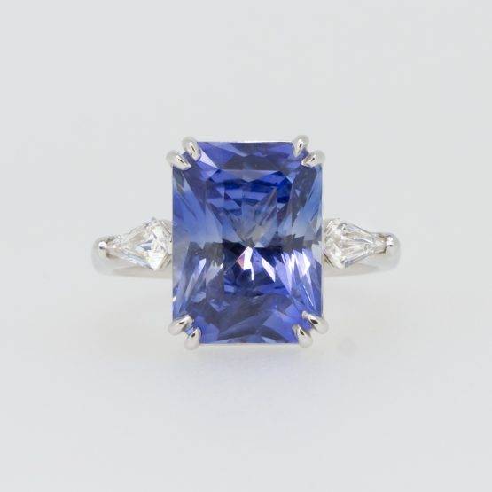 8.19CT Unheated sapphire and diamond three stone ring - 1982573