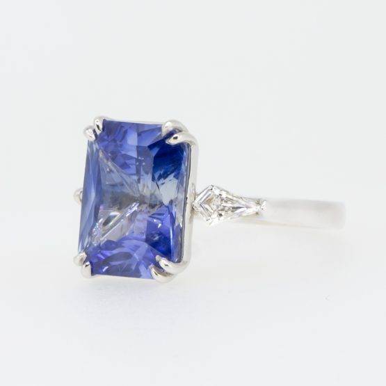 8.19CT Unheated sapphire and diamond three stone ring - 1982573-1