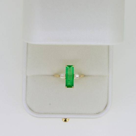3.12ct Elongated Emerald Cut Emerald Diamonds Ring 18K Gold Dress Ring - 1982574-3