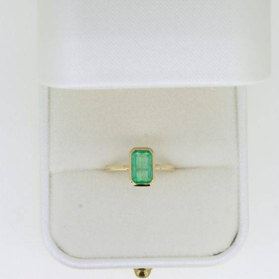 1.95ct Elongated Emerald Cut Emerald Ring / Colombian Emerald and Gold Ring - 1982575-4