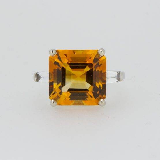 Large 8 Carats Natural Citrine Cocktail Ring Citrine Dress Ring in White Gold - 1982576