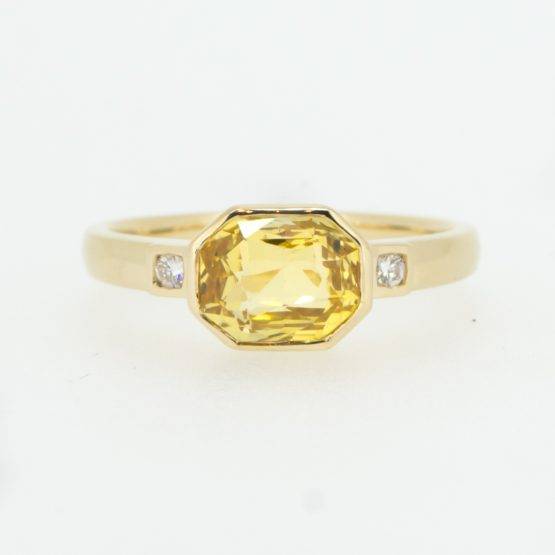 Yellow Gold Bezel Set Yellow Sapphire Ring Unheated Sapphire Ring - 1982577