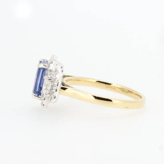 Natural Sapphire Three Stone Halo Ring Sapphire and Diamond Three Stone Ring - 1982578-1