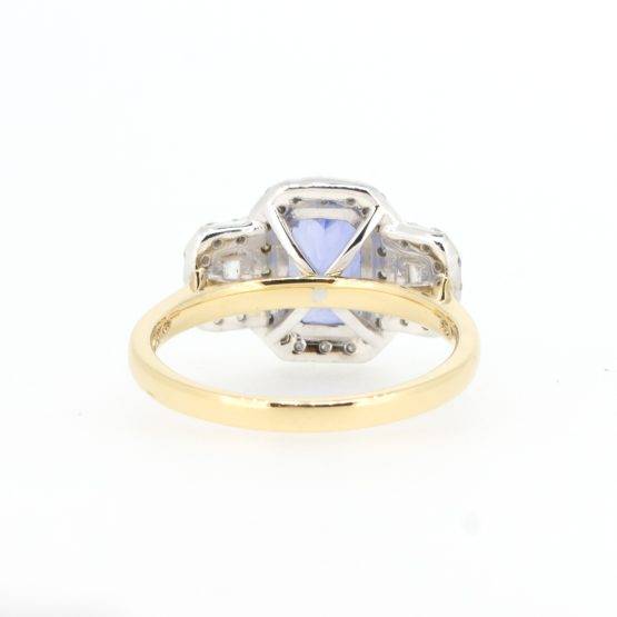 Natural Sapphire Three Stone Halo Ring Sapphire and Diamond Three Stone Ring - 1982578-2