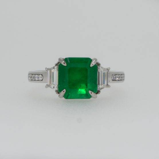 Superb Natural Emerald and Diamond Ring 3.5ct Colombian Emerald Ring - 1982583