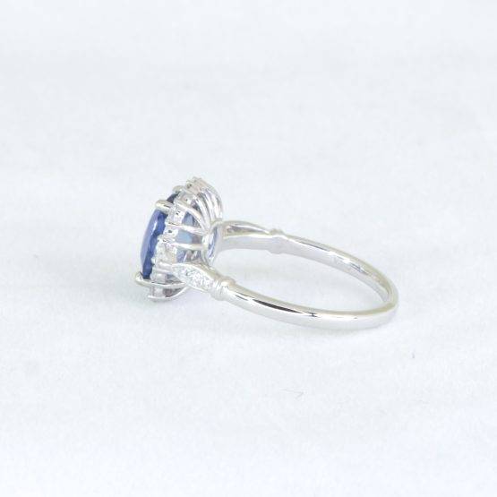 2.65 carats Natural Sapphire Halo Ring Unheated Sapphire and Diamonds Platinum Ring - 1982585-1