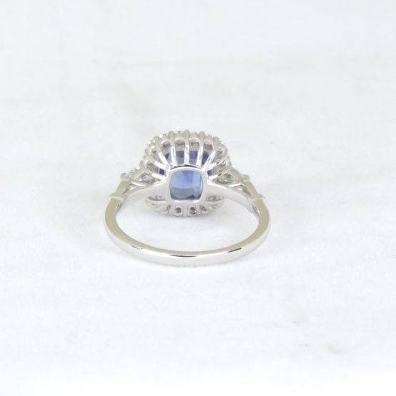 2.65 carats Natural Sapphire Halo Ring Unheated Sapphire and Diamonds Platinum Ring - 1982585-4