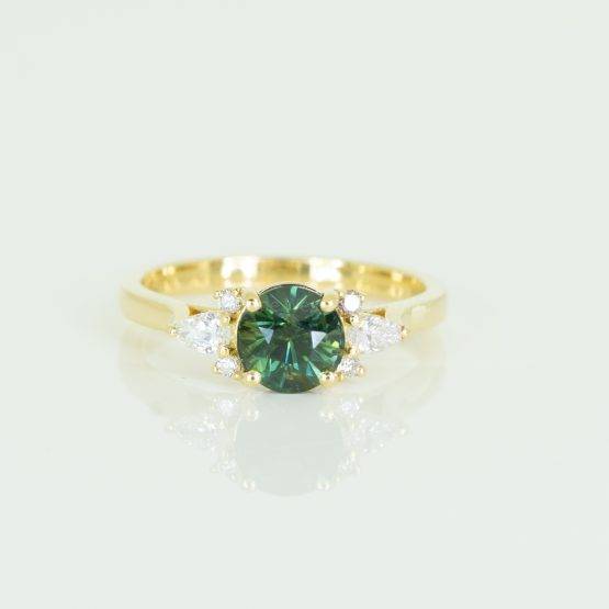 Natural Teal Sapphire and Diamonds Ring - 1982579 - 5
