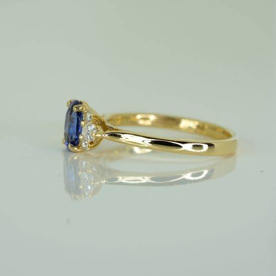 Seven Stones Natural Sapphire Diamonds Ring in 18K Gold - 1982589-1