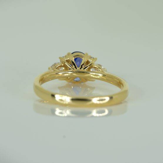 Seven Stones Natural Sapphire Diamonds Ring in 18K Gold - 1982589-2