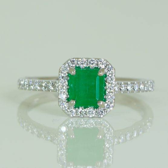 1.05ct Colombian Emerald Engagement Ring Emerald Halo Ring - 1982592-1
