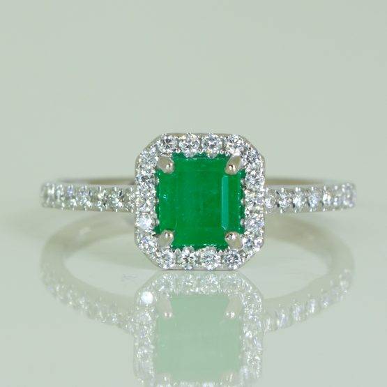 1.05ct Colombian Emerald Engagement Ring Emerald Halo Ring - 1982592