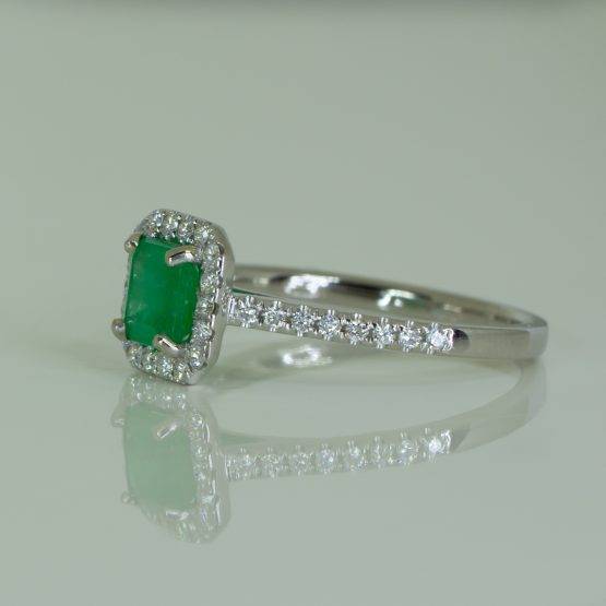 1.05ct Colombian Emerald Engagement Ring Emerald Halo Ring - 1982592-2