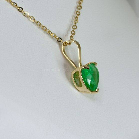 1.67ct Colombian Emerald Pendant Necklace Heart Shape Emerald Pendant - 1982609-2
