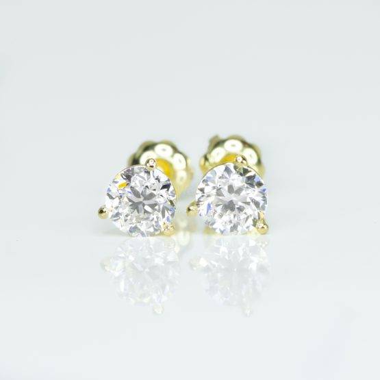 1.0 carat Round Diamond Stud Earrings in 18K Yellow Gold - 1982608