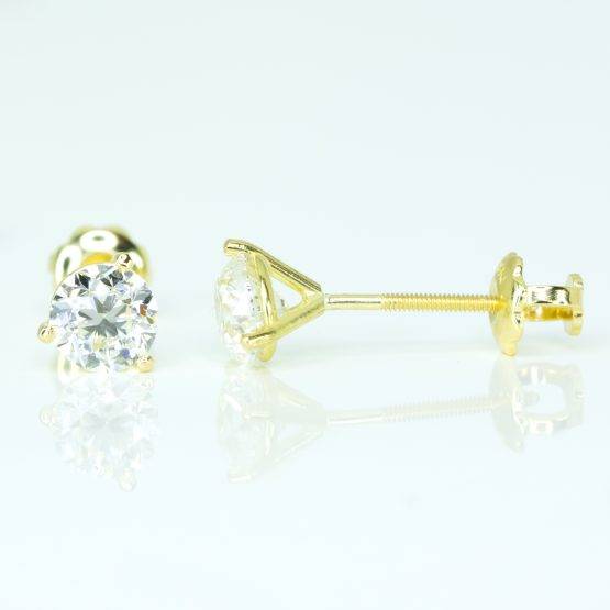 1.0 carat Round Diamond Stud Earrings in 18K Yellow Gold - 1982608-1