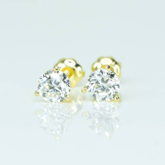 1.0 carat Round Diamond Stud Earrings in 18K Yellow Gold - 1982608-2